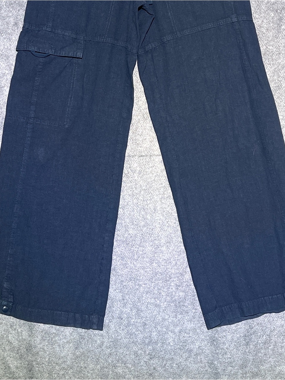 PILCRO Anthropologie Wide Leg Linen Cargo Pants Blue Cinch Waist XXS 30 Inseam - Picture 9 of 16